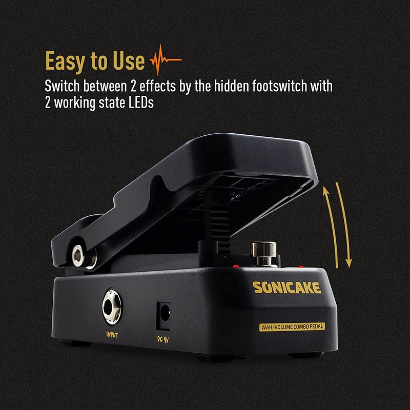 SONICAKE Mini Active Wah Volume Effect Guitar Pedal 2 in