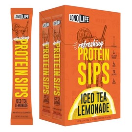 LonoLife Refreshing Protein Sips Iced Tea Lemonade Drink Mix, 10 Single Serve Packets, 5g Collagen Protein, 70 Calories