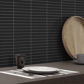 INNO STICKERS Peel and Stick Backsplash, Charcoal 12" x 12" Kitkat Mosaic Tile, Self-Adhesive Stick on Tile for Kitchen Bathroom Fireplace, 10 Tiles