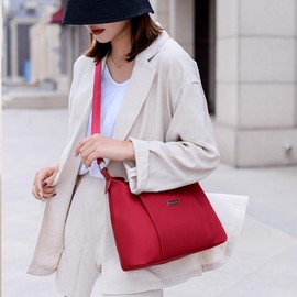 Vllcsla Women's Nylon Shoulder Bag Medium Size 11.42 x 8.27 x 4.33 Inches Fabric Elegant Cross Body Bag with Zip Women's Shoulder Bag Waterproof Lightweight, red