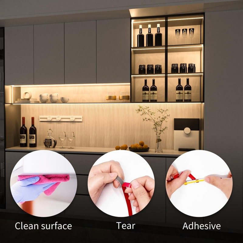 WOBANE Under Cabinet Lighting Kit, 9.8ft COB Light Strip with