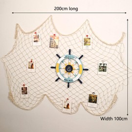 MagiSel Decorative Fishing Net Decoration, Mediterranean Style, Maritime Decoration, Fishing Net for Hanging Background, Living Room, Wall Decoration, Wall Hangings, Approx. 100 x 200 cm