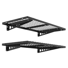 FLEXIMOUNTS 2 Pack 2x4ft Garage Storage 24x48 inch Bike Wall Shelving Rack, 440lbs Total Weight Capacity, Black