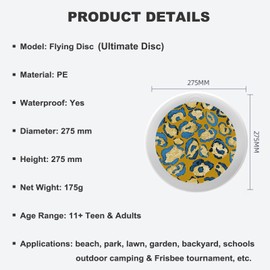 Uanvaha Leopard Flying Disc African Animal Cheetah Skin Geometric Yellow Blue Ultimate Sport Disc 175g for Competitions, Team Game Exercise Outdoor Activity
