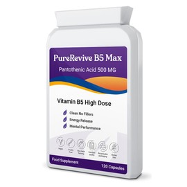 Bespoke Biotics PureRevive High-Potency Vitamin B5 500mg - Advanced Pantothenic Acid Formula for Enhanced Metabolism, Skin & Joint Support | Non-GMO, Gluten-Free | Made in UK (120)
