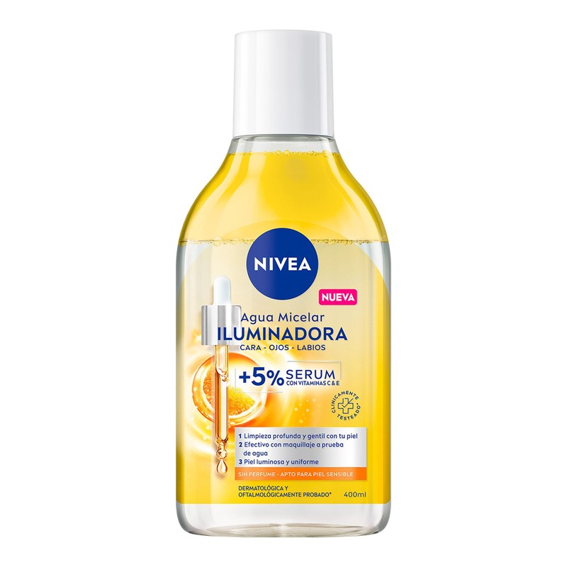 NIVEA Agua Micelar Iluminadora Infusionada con Serum 400ml +5% Suero