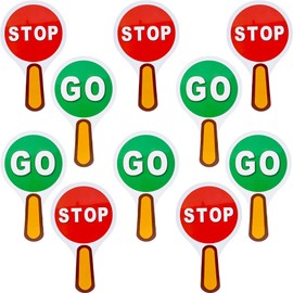 10 Pcs Stop and Go Sign Handle Guard Road Signs Waterproof Crossing Stop Sign for Kids Green Red Light Sign Teaching Traffic Safety