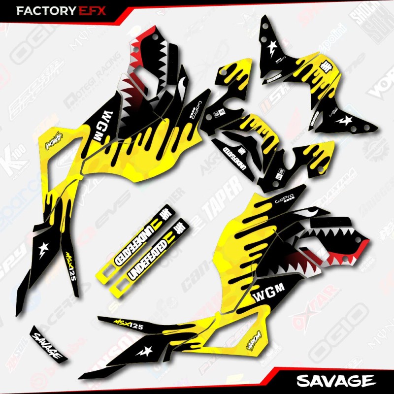 Factory EFX Yellow Savage Graphic kit fits Honda Grom 2017