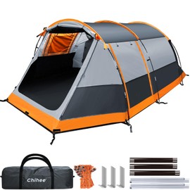 Chihee Camping Tents Tunnel Tent 4 Person Family Tents with 2 Doors Extra Weatherproof Outdoor Shelter 4 Seasons Tents with Double Waterproof Groundsheets Screened Room Porch Carry Bag for Travelling
