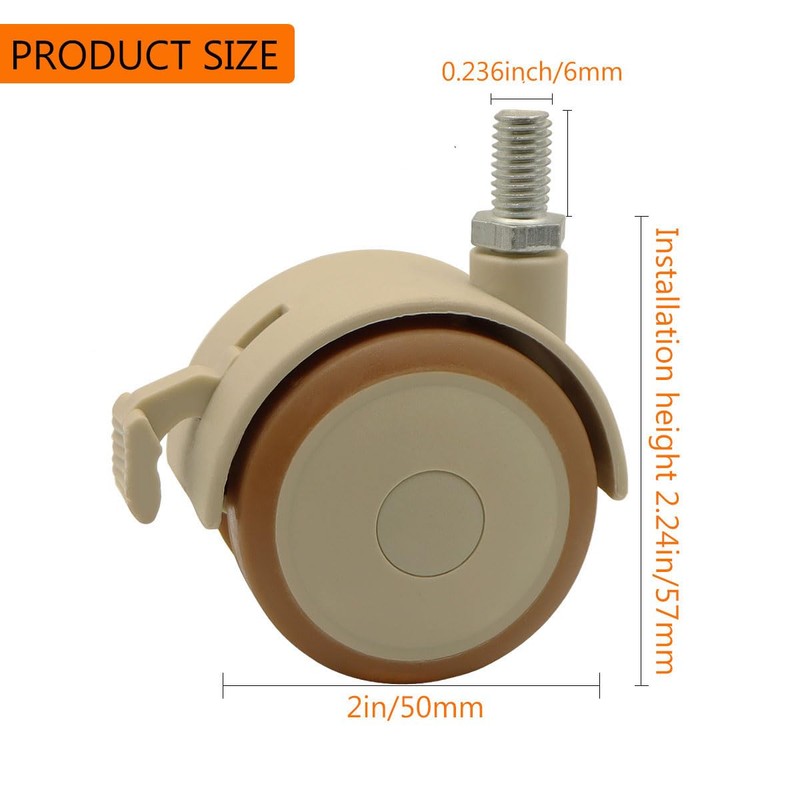 NERILEE 2" Stem Casters Replacement Casters 4Pcs Threaded Swivel Furniture