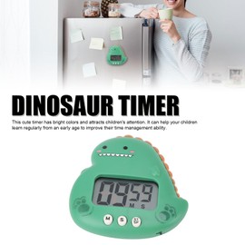 Digital Kitchen Timer, Cute Cartoon Dinosaur Digital Timer LCD Display Alarm Countdown Timer with Magnetic Backs and Stand for Classroom Home Study Cooking (Green)