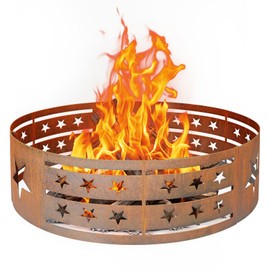 WILD DIGGER Fire Pit Ring, 30" Steel Fire Ring Heavy Duty Carbon Steel Liner, Outdoor Cooking Camping Steel Fire Ring Combo Fire Ring Insert DIY Campfire Liner