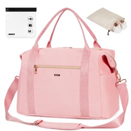 WANDF Cabin Bag 40x20x25 for Ryanair Airlines Underseat Travel Bag with TSA Approved Quart Size Bag & Shoes Bag Holdall Bag Carry on Hand Luggage Weekend Bag for Women and Men (Pink 20L)