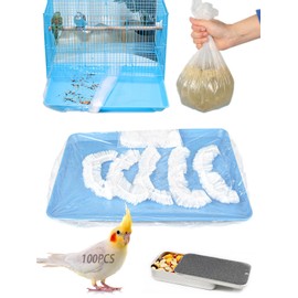 Niwaes Disposable Bird Cage Liners Clear Plastic Parakeet Cage Liner Bag - 100 Pcs Parrot Cage Tray Liners Universal Film Bird Cage Accessories for Finches Canaries Cockatiels Birdcage