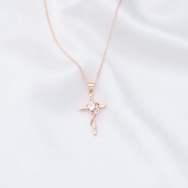 bobauna Christian Cross Necklace with God All Things are Possible Faith Religious Jewelry Bible Verse Gift (God Things Possible Necklace RG)