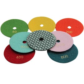 Konfor 4" Dry/Wet Diamond Polishing Pads 7 Pieces for Granite Marble Concrete Stone Repair