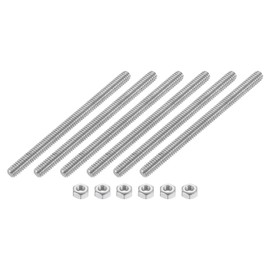 sourcing map 1/4"-20 Fully All Threaded Rod, 6 Pcs 304 Stainless Steel Long Threaded Screw 3.5" Length Right Hand Threads for Furniture Mounting Assembly Fastening