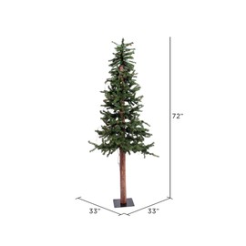 Vickerman 6' Unlit Alpine Artificial Christmas Tree with Cones and Vines