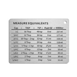 S-TROUBLE Professional Measurement Conversion Chart Refrigerator Magnet in 18/8 Stainless Steel, Conversions For Cups, Tablespoons, Teaspoons, Fluid Oz and Milliliters
