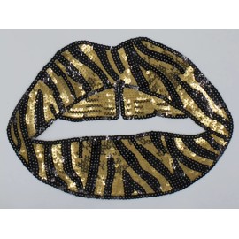 Mhy Line Gold "Zebra" Lips: Sequin Patch