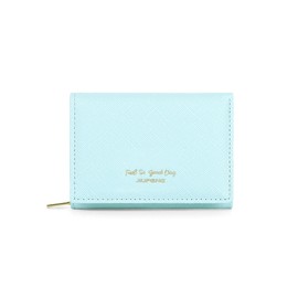 JIUFENG Women's RFID Blocking Short Wallet Multi Purpose Zip Folded Purses Coin Pouch Multi-Card Position Card Organiser (Blue), blue, Classic