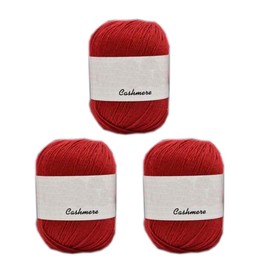 Truevalue 3 Balls 100 percent Cashmere Merino Wool Blend Yarn Soft Cashmere Thread Knitting Crochet Fuzzy Yarn for DIY Sweater Scarf Gloves Total 150g(Rusty Red)