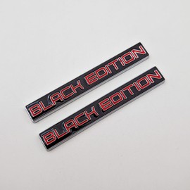 2 pegatinas de metal chapado en cromo con logotipo de edición negra, insignia de automóvil 3D de alta calidad, calcomanías deportivas de carreras de repuesto (plateado y negro y rojo)