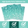 96 Pieces Teal and Silver Tableware Set for Happy Birthday