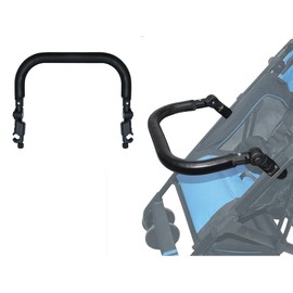 Baby Stroller Bumper Bar Adjustable Angle Armrest Detachable Stroller Bar Handlebar Crossbar Stroller Accessory + Black PU Leather Cover