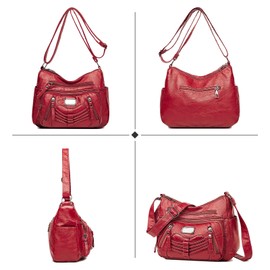 ModaZeal Ladies PU Leather Handbags Multi-Pocket Crossbody Bags for Women Waterproof Hobo Shoulder Bag Messenger Bags for Daily Use