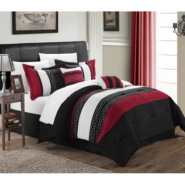 Chic Home - CS1213-212-AN Carlton 6-Piece Comforter Set, King Size, Black