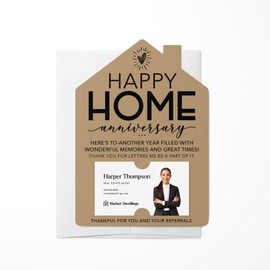 Quality Home Anniversary Cards for Realtors, 5x7 Inches, Happy Home Anniversary Cards for Realtors with Slot for Business Card, House Anniversary Card, Set of 10 Cards with Envelopes | M5-M001