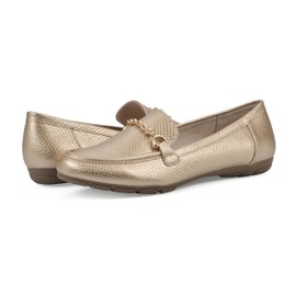 CLIFFS BY WHITE MOUNTAIN Women's Genius Cushioned Moc-Loafer, Gold/ES-Print, 7 M