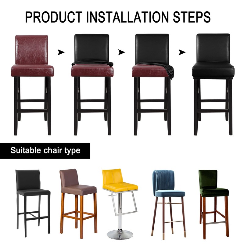 PiccoCasa Pack of 4 Bar Stool Covers, Waterproof Dining Chair