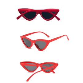 FOURCHEN Sunglasses for kids, Bold Retro Oval Mod Thick Frame Sunglasses Round Lens Clout Goggles (cat eye red)