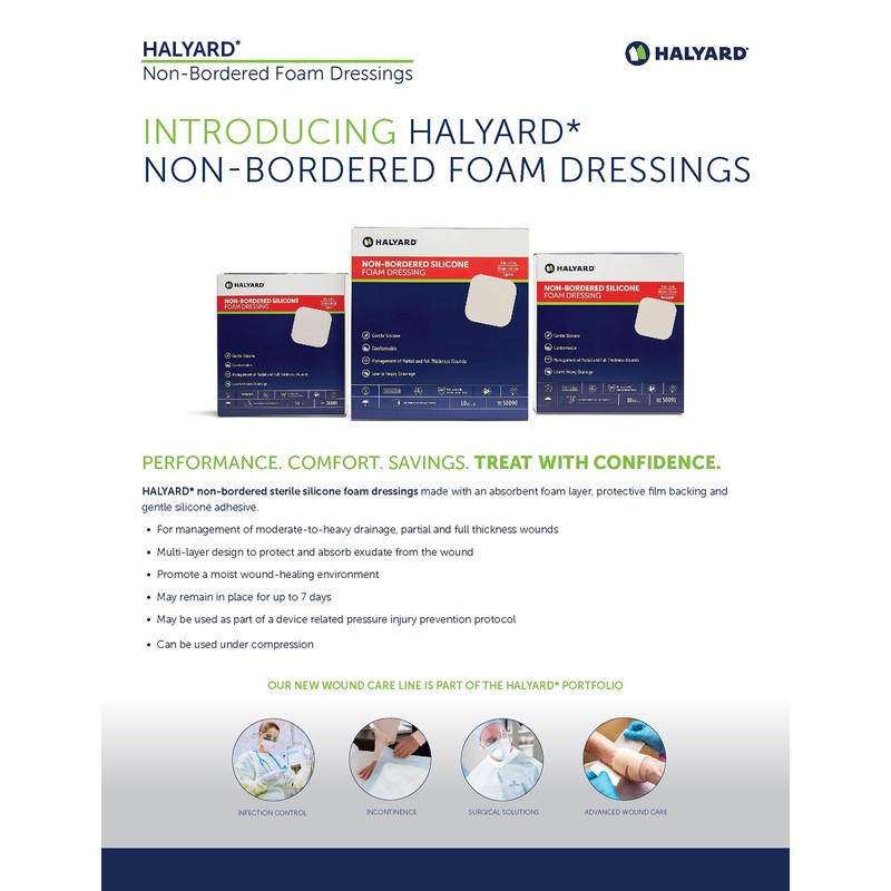 HALYARD Calcium Alginate Wound Dressing, Highly Absorbent Conformable Design, Maintains