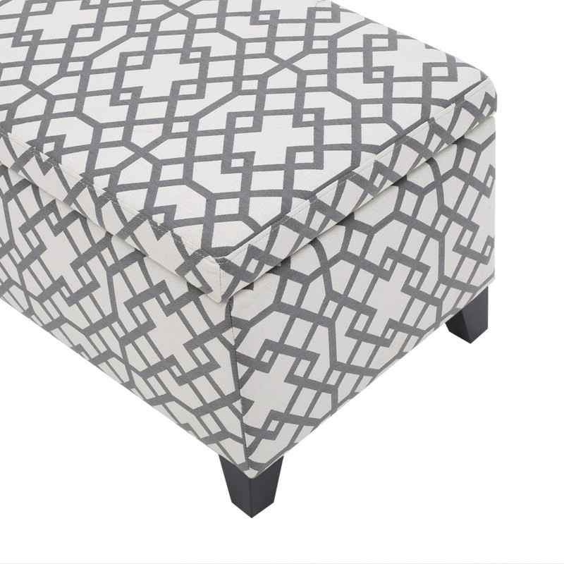 Christopher Knight Home Cleo Fabric Storage Ottoman, Grey Geometric Patterned