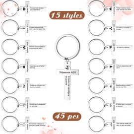 Loetere 45 Pcs Christian Cross Keychain Bulk 15 Styles Bible Verse Keychain Stainless Steel Religious Inspirational Gifts (Plata,Español)