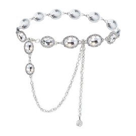 Kuskins Silver Sparkly Diamond Waist Chain,Diamond Belt for Women, Adjustable Waist Chain,Bling Belly Chains for Dresses, Jeans, Wedding & Cowgirl Style