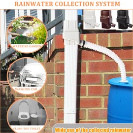 XPINYT Rain Barrel Diverter Kit, Downspout Diverter for Diverting Water, Rainwater Collection System Fit for 2'' x 3'' Standard Gutter - White