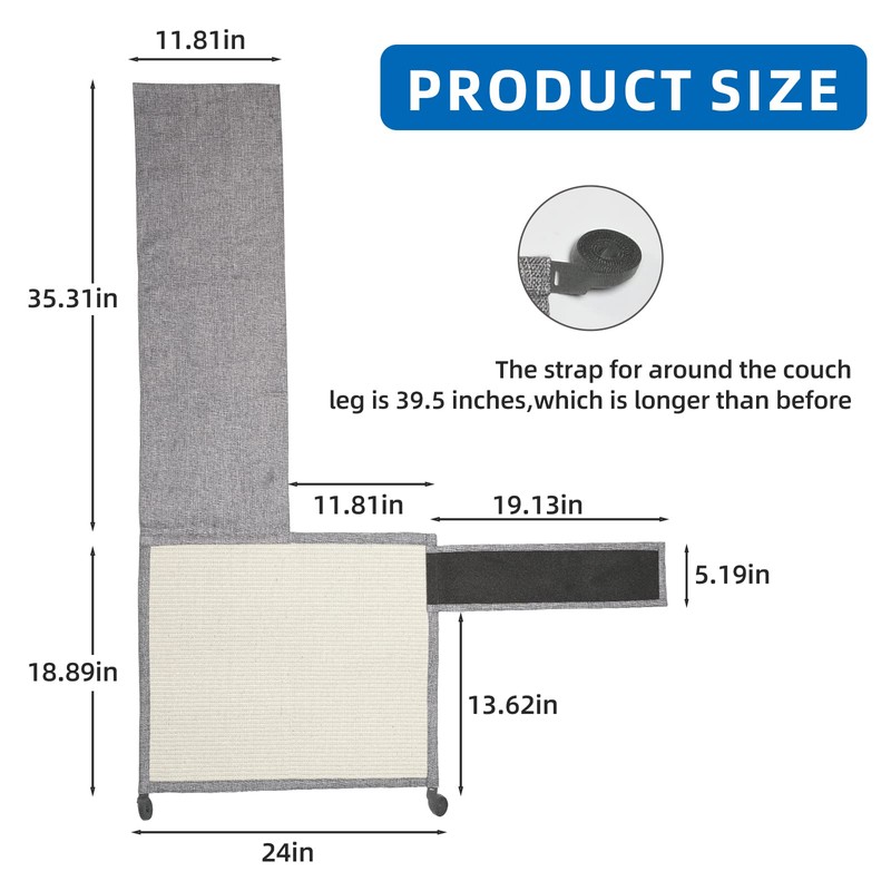 Cat Scratch Furniture Protector with Natural Sisal for Protecting Couch