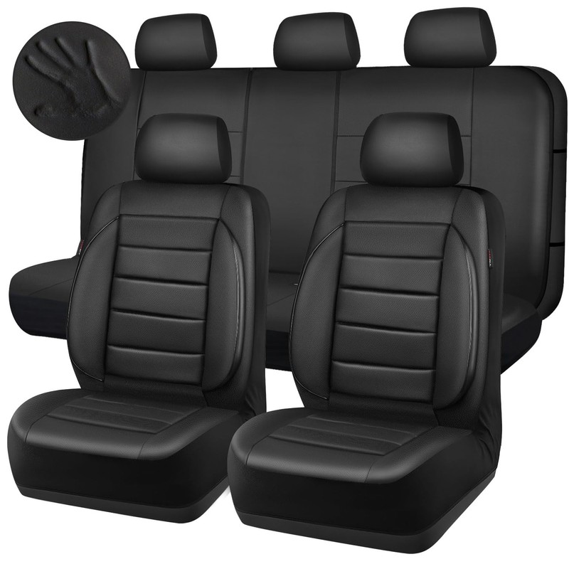 CAR PASS Leather Seat Covers Full Set Universal Water Resistant