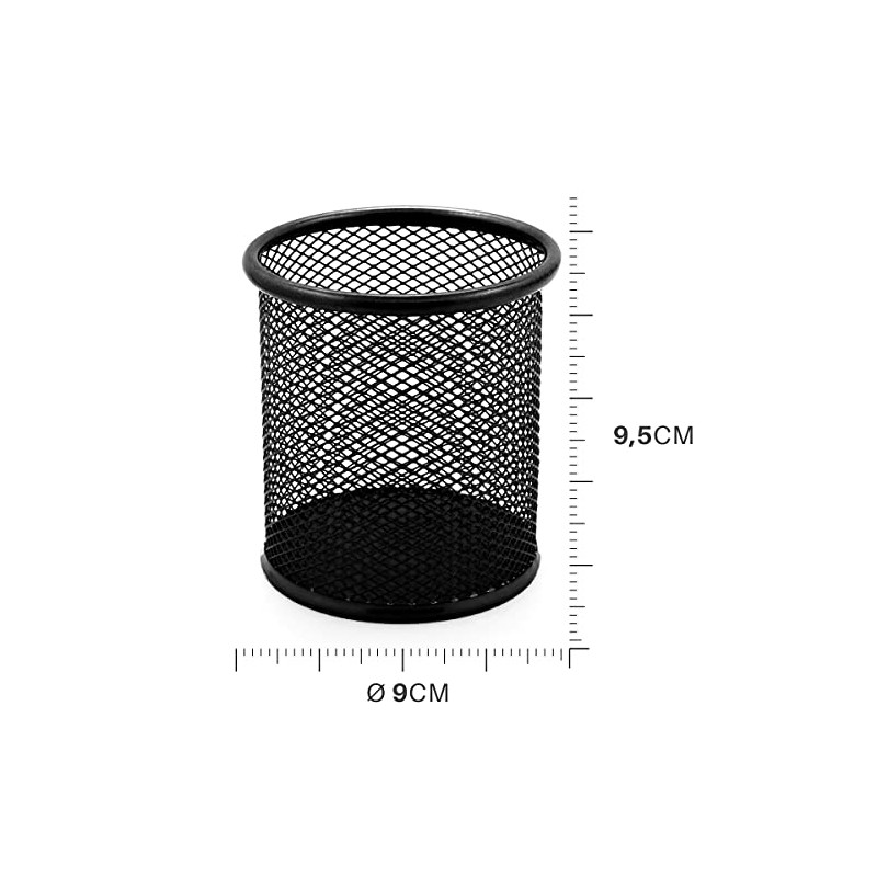 Waytex Black Metal Mesh Office Pen Holder Round Pen Holder