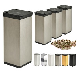 Furniture Feet, Metal Table Legs, Height Adjustable, Sofa Feet, Aluminium Profile, Pack of 4, 40 x 40 mm