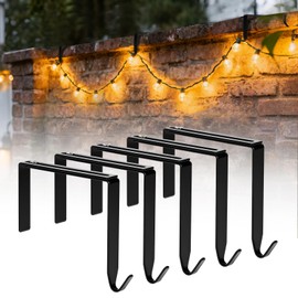 Adjustable Outdoor Light Hooks, 5pcs No Drill Metal Hangers for 3.2-6 Inch Concrete Wall Cinder Block Fences Brick Walls Hangers Outside Hanging Rope Lights Cable Cord Holders Organizer