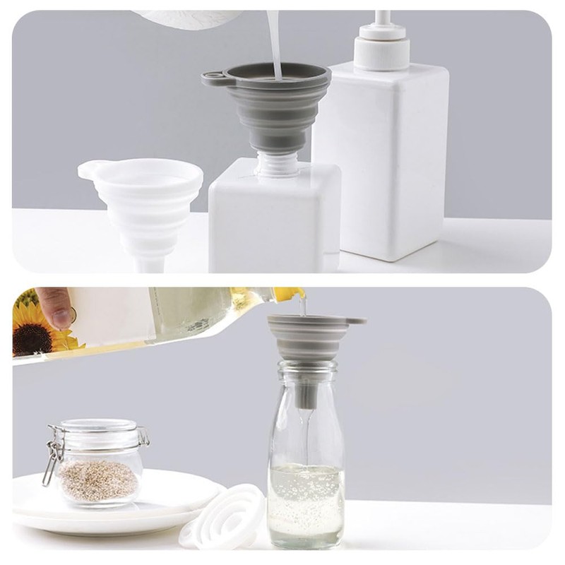 Set of 2 Funnel Foldable Funnel Silica Gel Funnel Telescopic