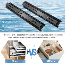 10 inch Drawer Slides 4 Pairs (8pcs) Full Extension Ball Bearing Drawer Rails Side Mount 3 fold Metal Dresser Runners for File Cabinet Trash Can Kitchen Wardrobe Glides 10" Black 100 LB Capacity