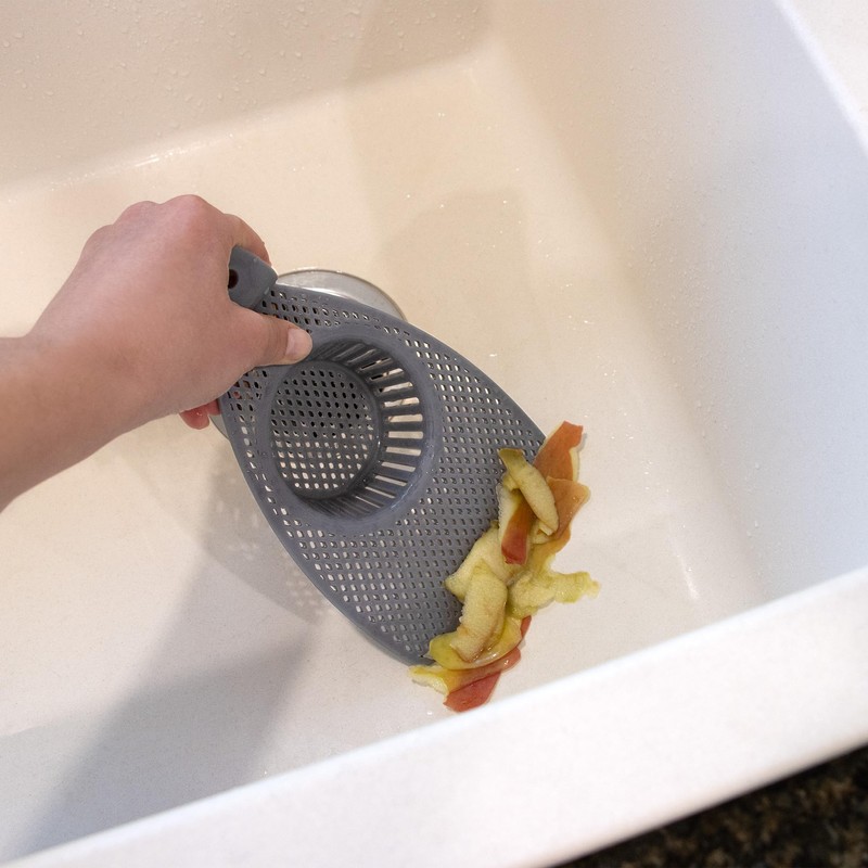 Handy Gourmet EZ Scoop Kitchen Sink Strainer, BPA-Free, Gray