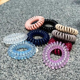 Sunco Rubber Band Painless Hair Tie Spring Twist Telephone Cord Hair Tie 6-Piece Set / 썬코 고무줄 안아픈 헤어끈 스프링 꽈배기 전화선 머리끈 6개세트