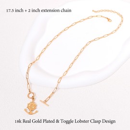 TaYolnFaSo Anchor Necklace Paperclip Pendant for Women 18k Gold Plated Nautical Sailor Anchor Toggle Chain Necklace Paperclip Jewelry Mothers Day Gift for Wife Mother Girlfriend